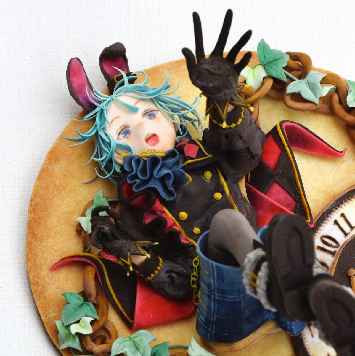 お菓子で作ったRa*bitsの紫之創くん🐰♦️ #あんスタ手描き立体クッキー 