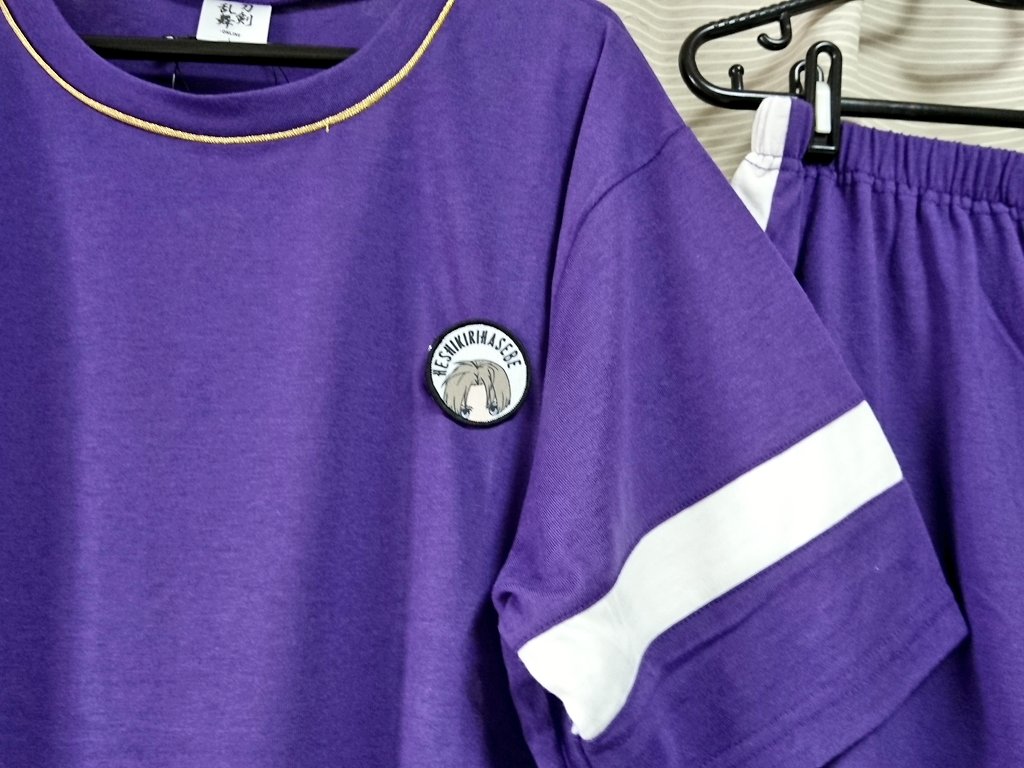 しまむら長谷部のワッペン付き上下セット部屋着1900円 ・びっくりするほどダサイ ・夏に最適の生地ペラペラ感 ・20回洗濯後並みの色褪せ感 ・とにかくダサい ・サイズはけっこう大きめ (迷ったらワンサイズ下推奨) ・裾の箔押し紋が素敵すぎて倒れる ・ダサさとペラペラ素材で気兼ねなく日常使いできる