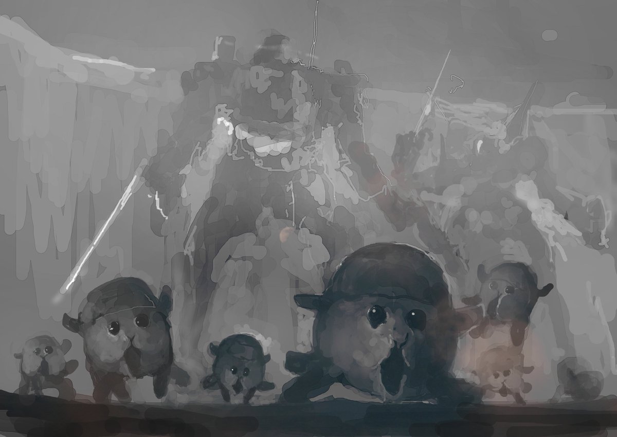 素晴らしいモルカーのファンアートを描こうと思ったんですが著しく画風が合わないので とりあえずアーマード・コア3SLの警備部隊陽動の絵を描きました