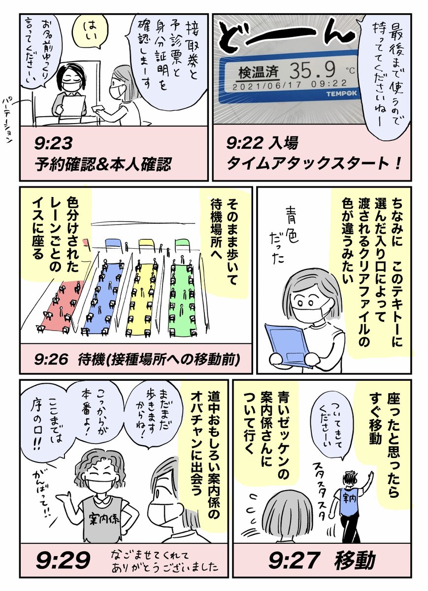 コロナワクチンの大規模接種センターに行ってコミケの時のベローチェみを感じてきたレポまんがです 