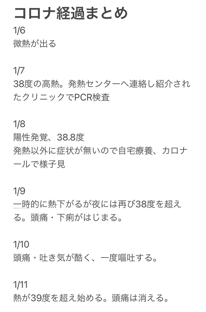 新型コロナに感染してから入院するまでの経緯を簡単にまとめておきました