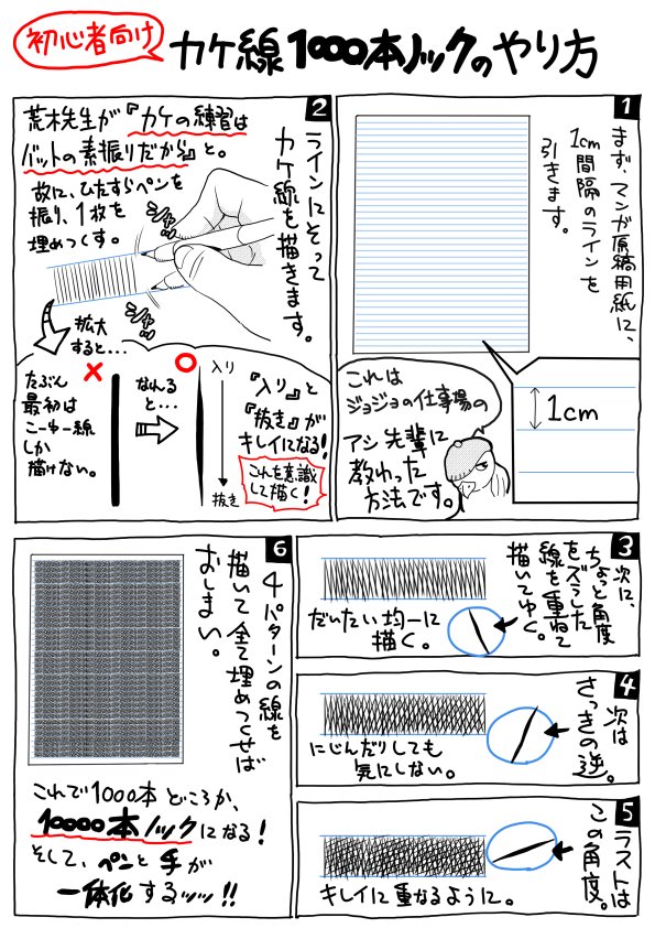ジョジョの仕事場で教わったカケ線1000本ノックのやり方  Ｇペンを初めて持つくらいの初心者向けです