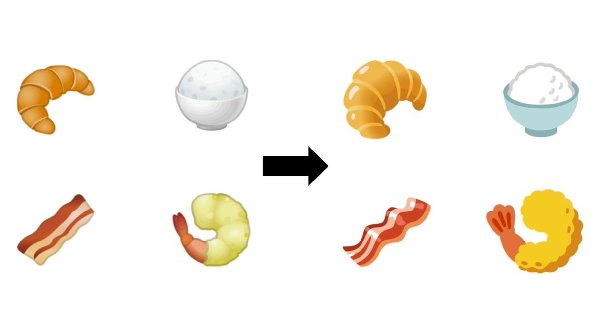 クロワッサン、エビフライなどの食べ物はより美味しそうに変更されている