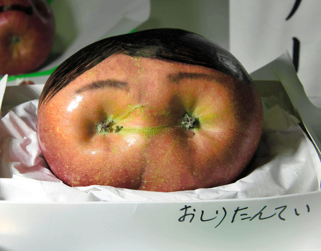 【23回目】珍品や大物など、野菜の出来栄えを自慢する「自まんこコンクール」開催 秋田 子どもに人気の「おしりたんてい」と名付けられたお尻のようなリンゴなど、135点が出品された
