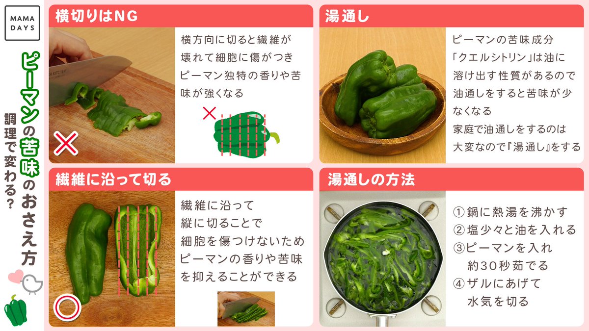   ピーマンはひと手間で苦味がおさえられるのを知っていますか