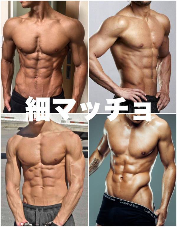 確か3年ぐらい前にTwitterで見つけたマッチョの分類  これ作った方めっちゃ分類上手ですよね  日本の世間一般は「ガリガリ」や「締まってる」を『細マッチョ』だと勘違いしてる気がしてますが  正しい『細マッチョ』は3枚目をご確認下さい  僕は永遠に『細マッチョ』に憧れてます💪 