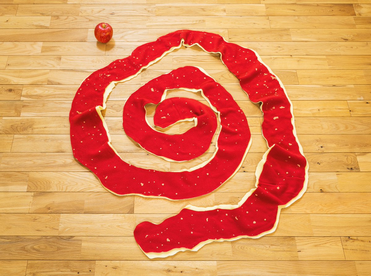 りんごの皮をモチーフにした 『 #りんごの皮マフラー 』を作ってみました