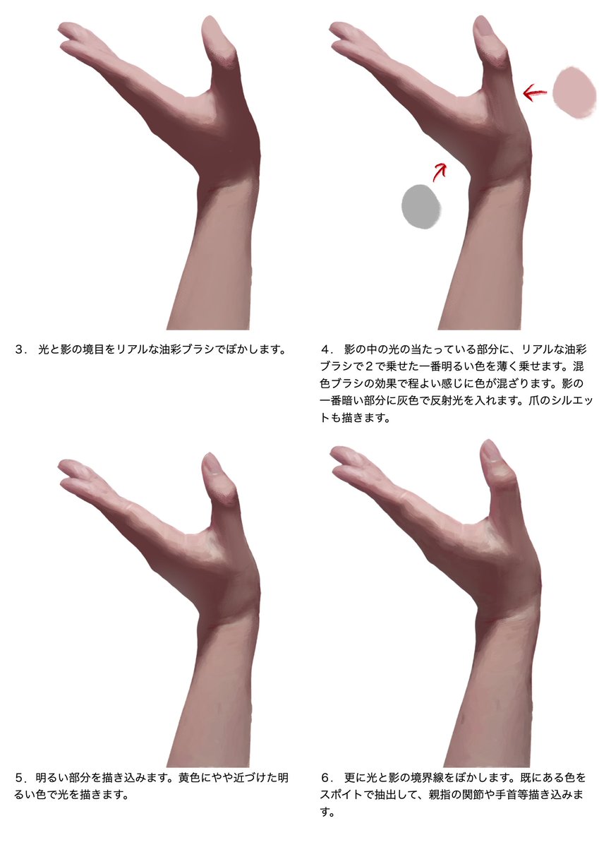 厚塗りで肌のメイキング(手のみ） 