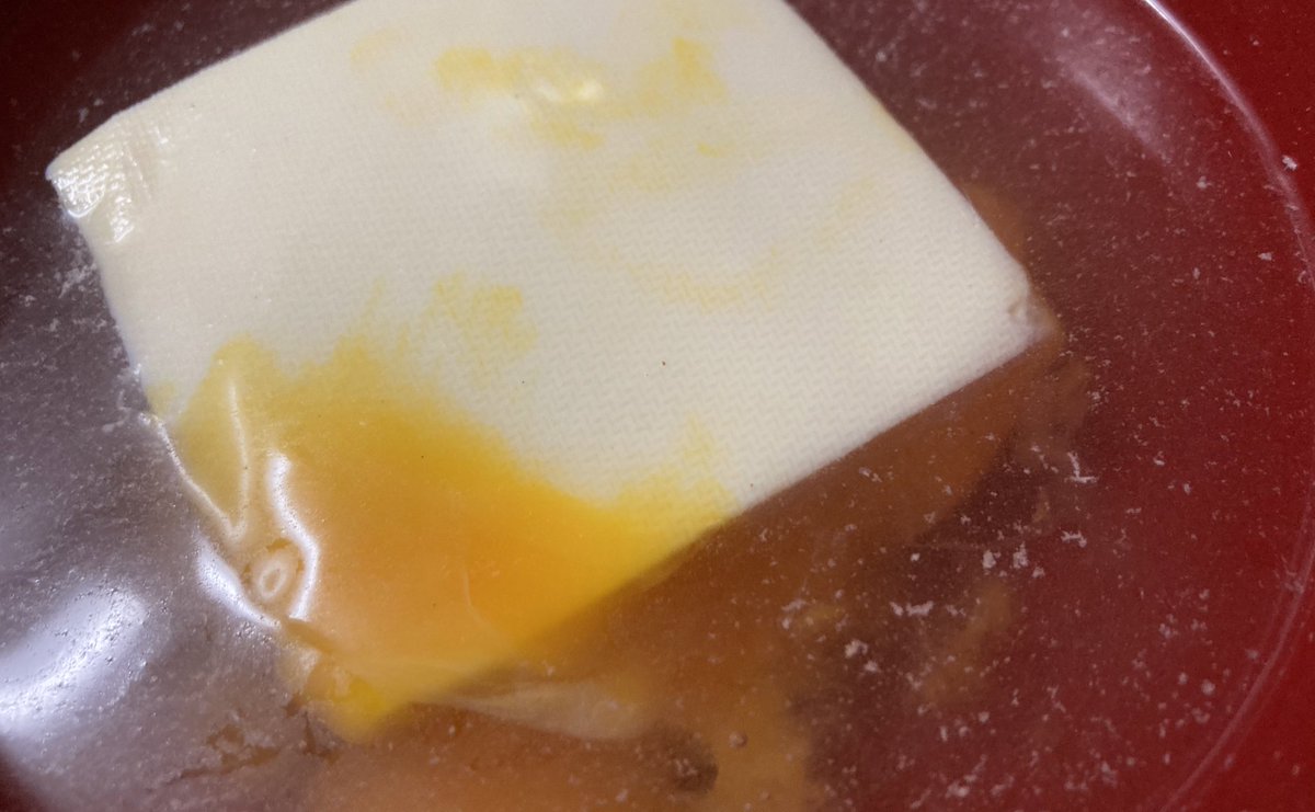 最近夜食に食べてる、火を使わないレンチン豆腐の中華濁りスープ🐓 