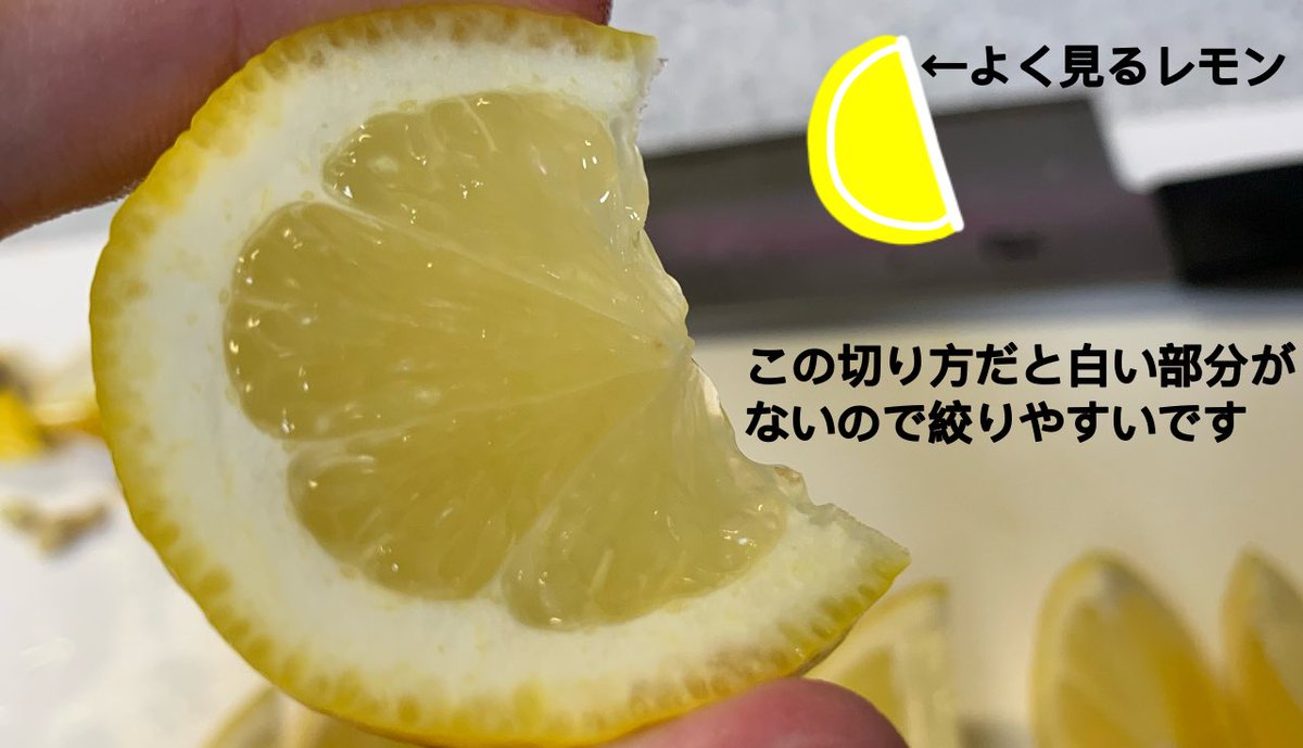 バイトの先輩から絞りやすいレモンの切り方教えてもらったからみんな見て 
