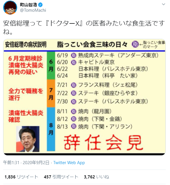 【やっぱりデマ】町山智浩が拡散してる総理のスケジュール