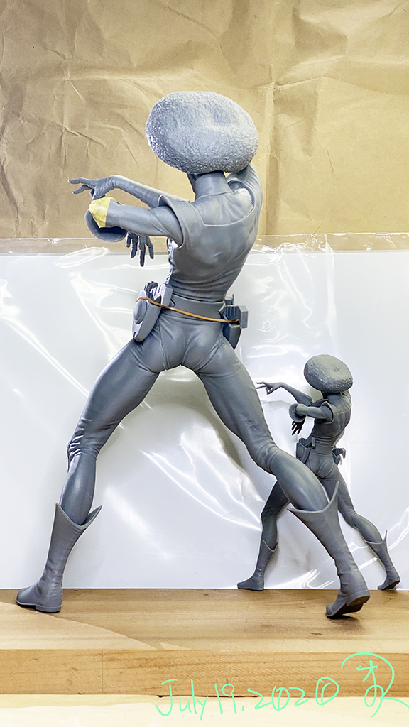 3Dプリンターで出力して仮組み❣️ scale1/6のアンドロー梅田です☄️ ちょっとデッサンなおして再度プリントしてから彩色するのだっ #sonicXL4K #宇宙の騎士テッカマン #タツノコプロ #天野嘉孝 