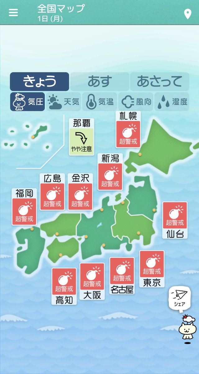 【気圧めちゃくちゃ下がってるよ⚠︎】  最近気圧下がる日多くないですか