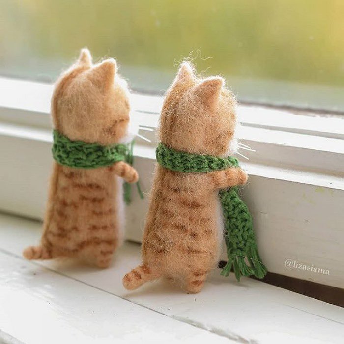 猫の毛で作った可愛い人形 