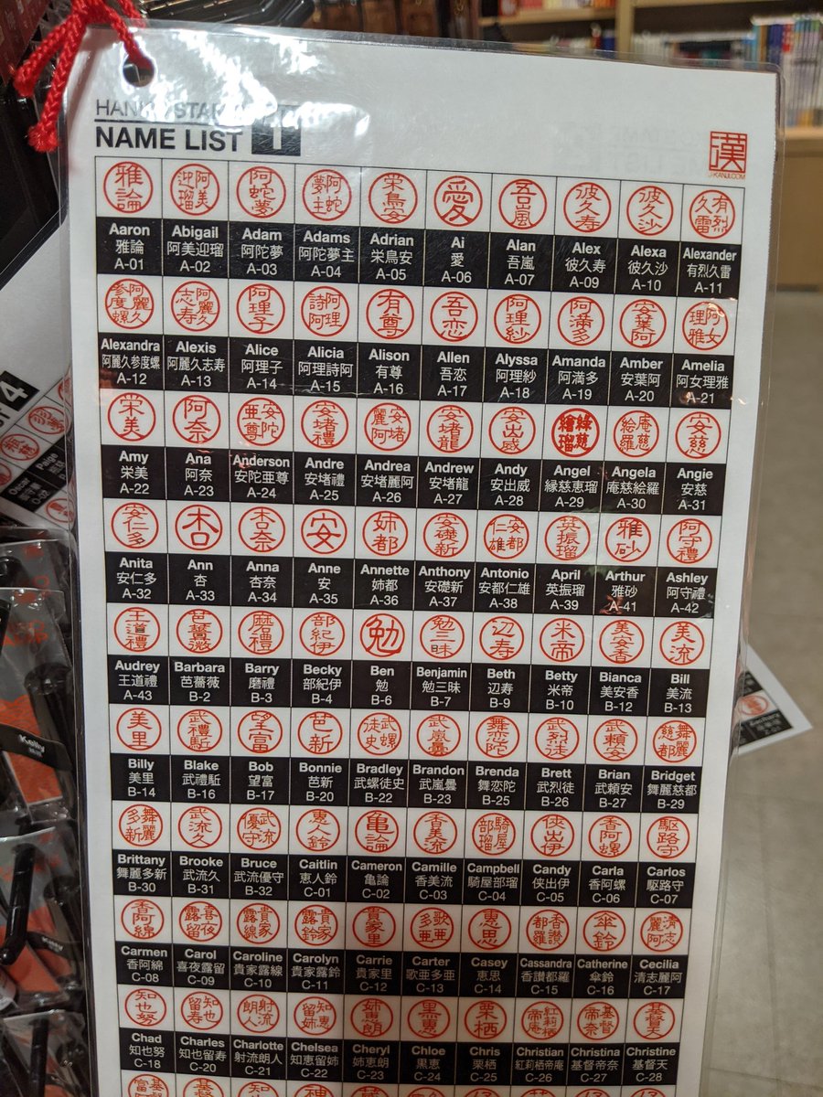 江戸東京博物館のお店で売ってた海外旅行客向けの当て字ハンコがおもしろすぎてずっと笑ってた 