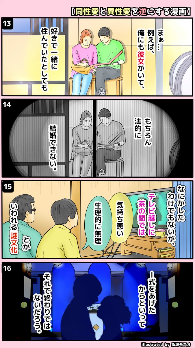 「同性愛」と「異性愛」を逆にする漫画 