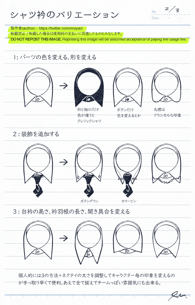 シャツの衿について　以前発行した同人誌の内容を一部含みます 
