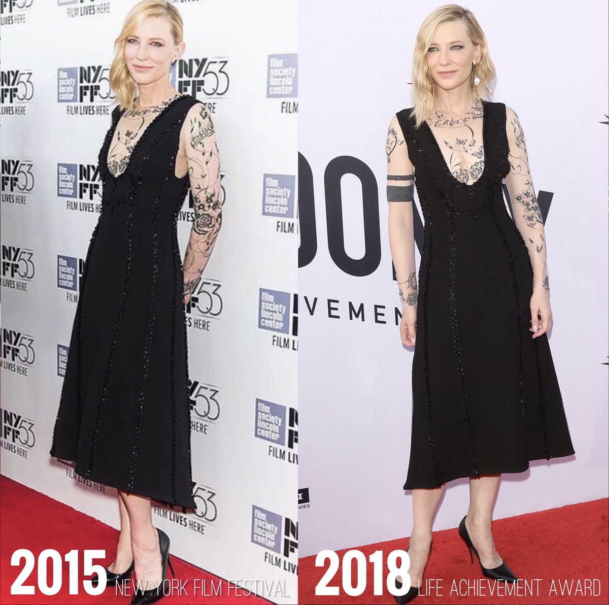 〝レッドカーペットで同じドレスは2度も着ない〟というくだらない固定観念を吹き飛ばすかのように、数年前と同じものを着用しては新たな美しさで魅せるケイト・ブランシェット様は控えめに言ってサステナビリティの頂点を極めている 