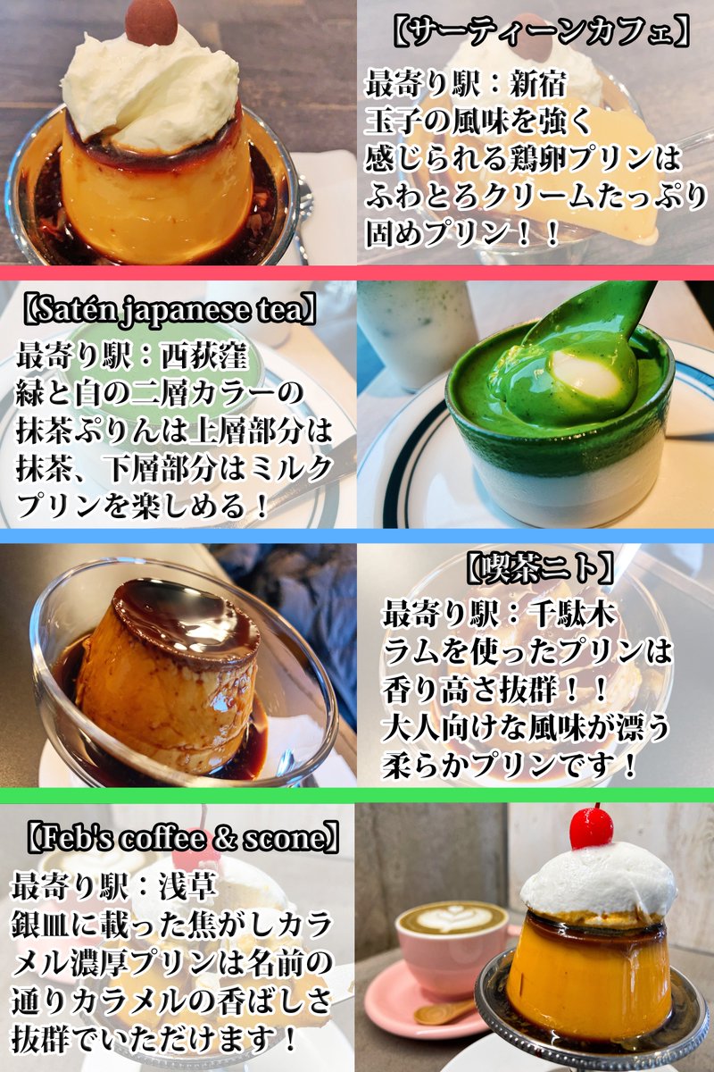   前にもプリンまとめを投稿したんですが、今回は掲載店舗数を増やして全16店舗載せてます