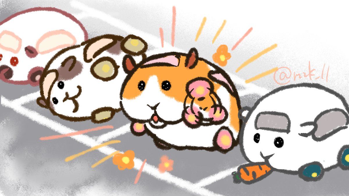 駐車場で熱烈にお出迎えしてくれるモルカー 