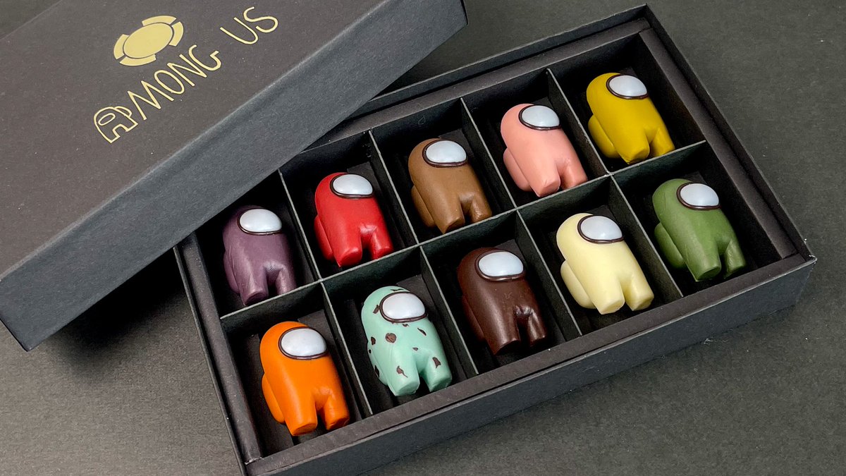 樹脂粘土で、Among Us風チョコレートを作りました 