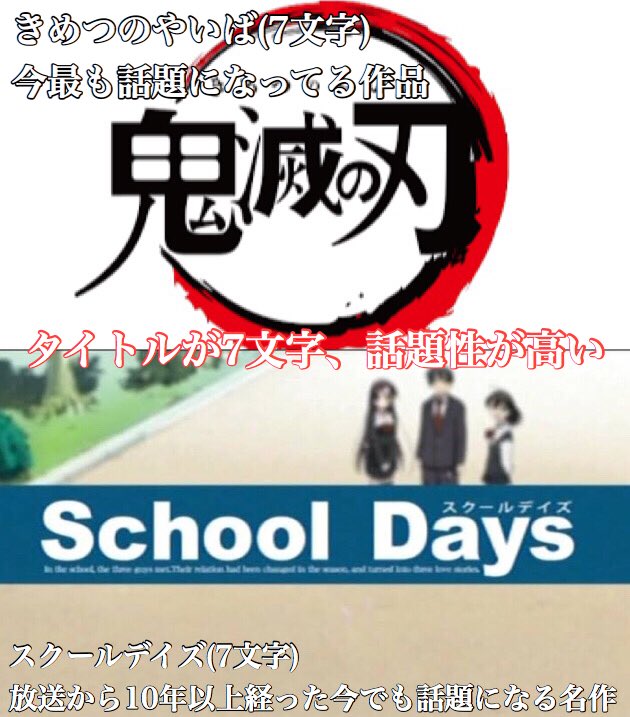 鬼滅の刃はSchool Daysのパクリ 