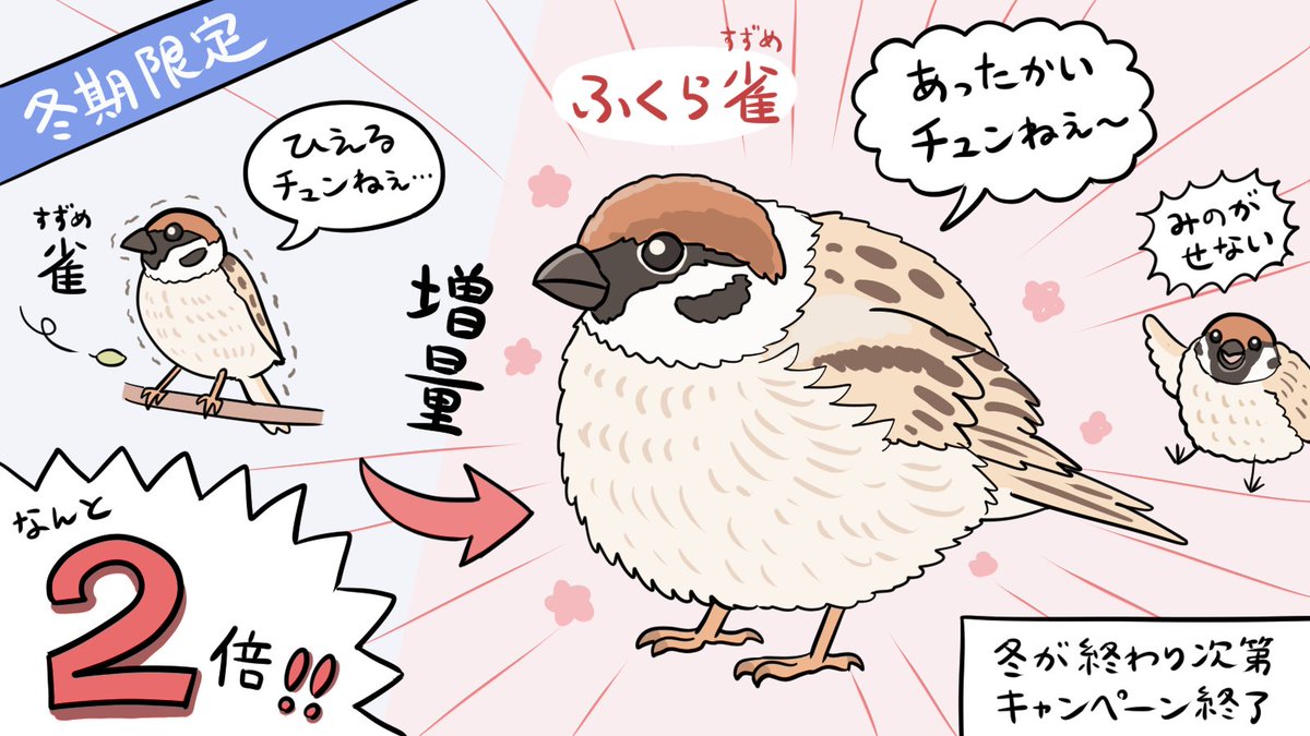 ふくら雀の季節。