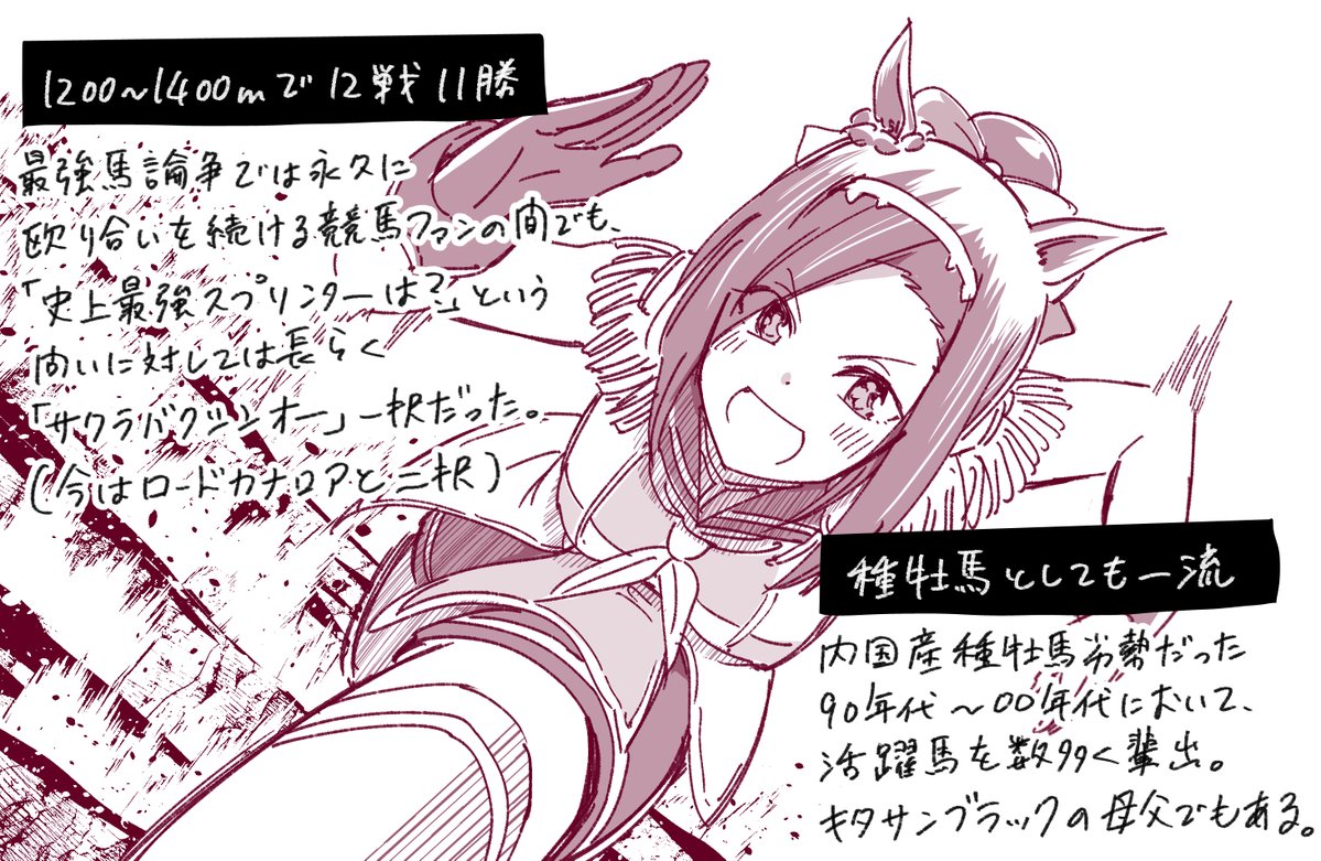 ウマ娘解説イラスト集その① （エアグルーヴ、アグネスタキオン、サクラバクシンオー、ナイスネイチャ） #ウマ娘 