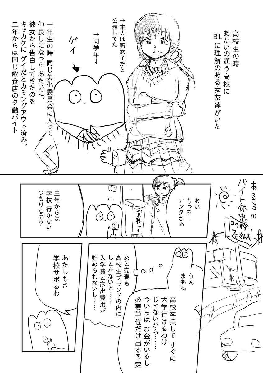 体の大きい女性と ゲイのあたいの 高校生時代の話 