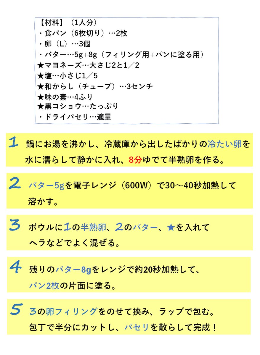   バターを使って濃厚にコク深く仕上げたタマゴフィリングが至福の時へと誘います  フォロワーさんからもかなり評判のレシピで飛べますから一緒に飛びましょう
