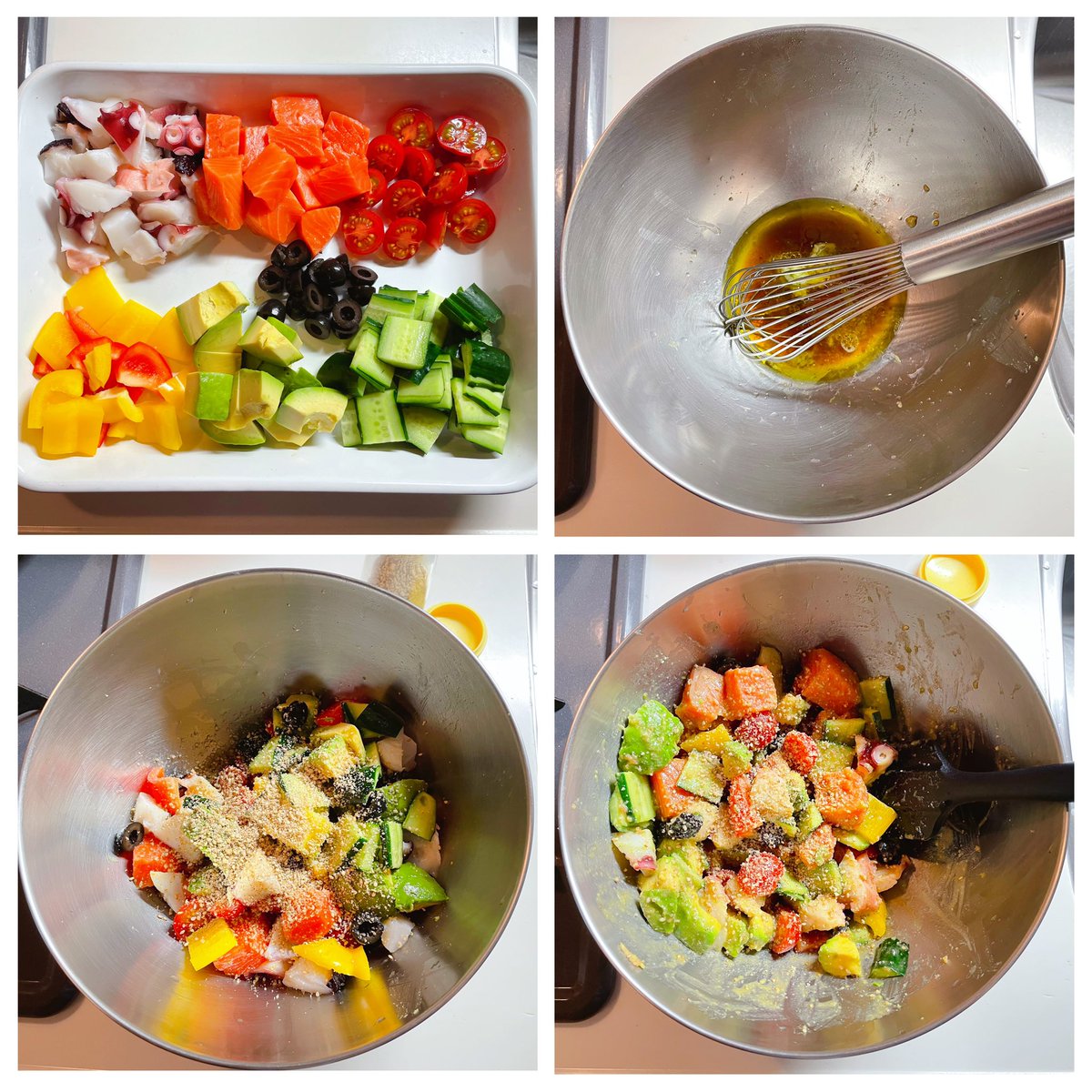 友人に教えて貰ってリピしまくってる海鮮サラダ🥗夏が近付いてくると食べたくなる