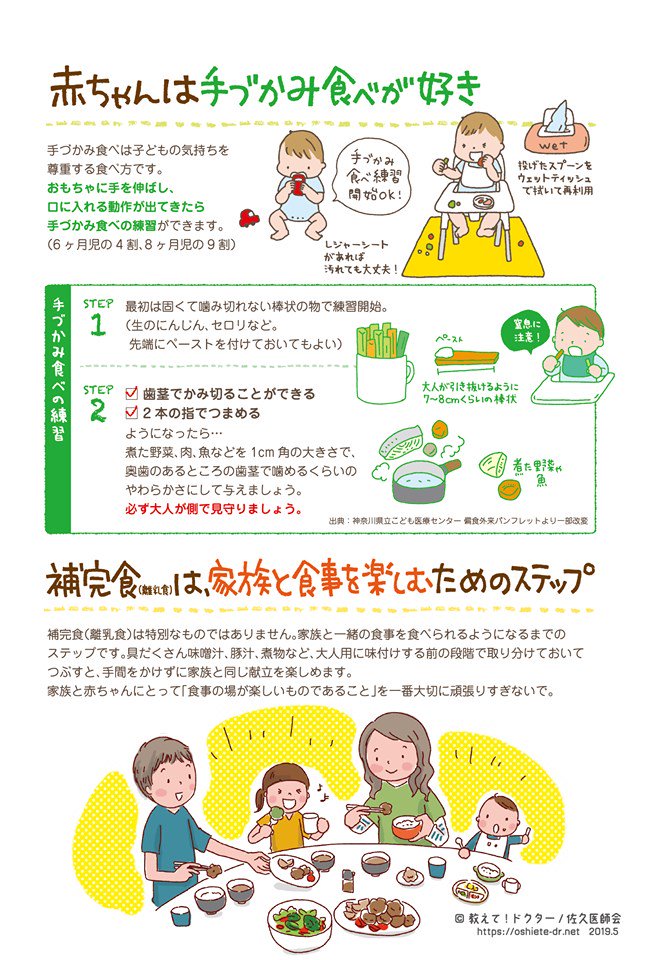 離乳食は無理しなくていい、貧血を防ごう、手づかみ食べなど触れてます