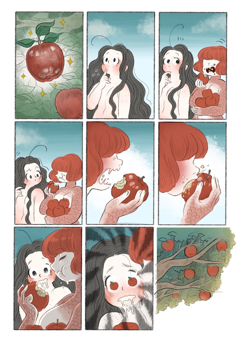 イヴとアダムとりんご(1/3) ※左から右に読みます。 