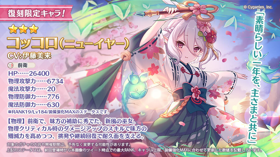  期間中コッコロ（ニューイヤー）の出現率がUPし、プライズ報酬も獲得できます