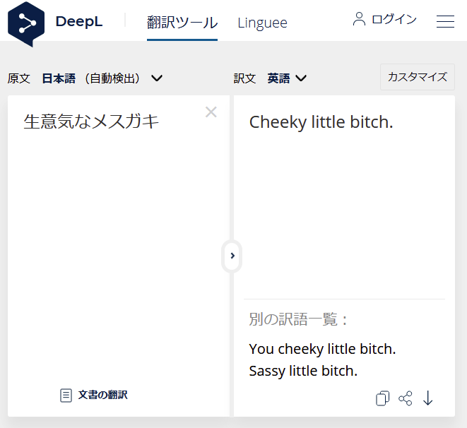 これは「メスガキ」を「Little bitch」と訳せる有能なソフト