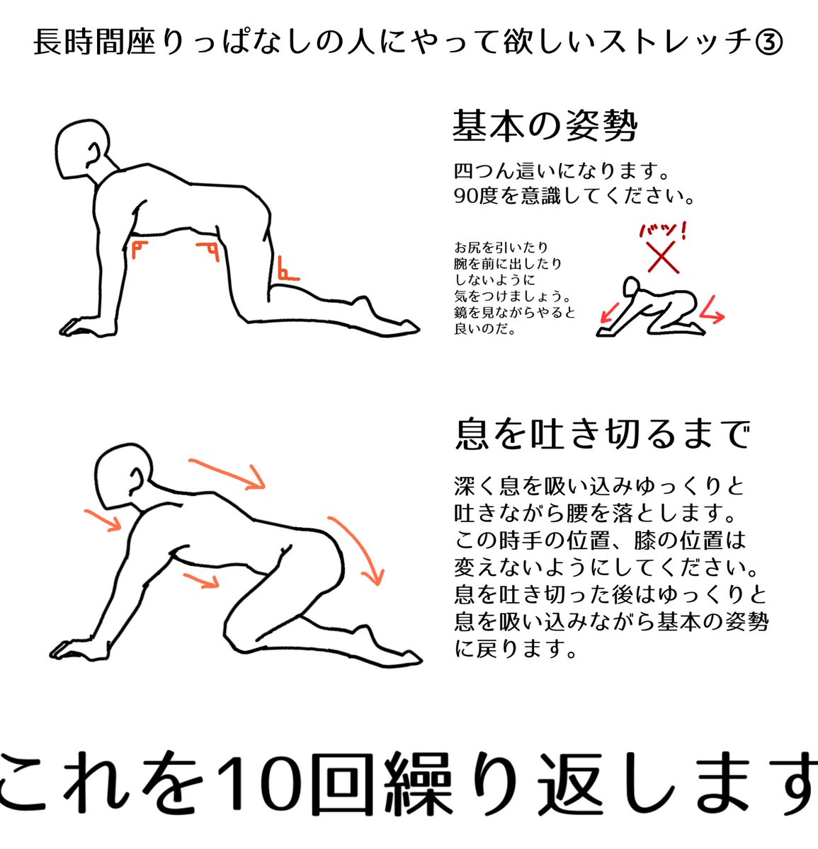 骨盤の筋肉を鍛えるソレではありませんが、筋肉はほぐして柔らかくするだけでも衝撃を吸収しやすくなり痛みが軽減したりするらしいので長時間座りっぱなしの人にやって欲しいストレッチをまとめました