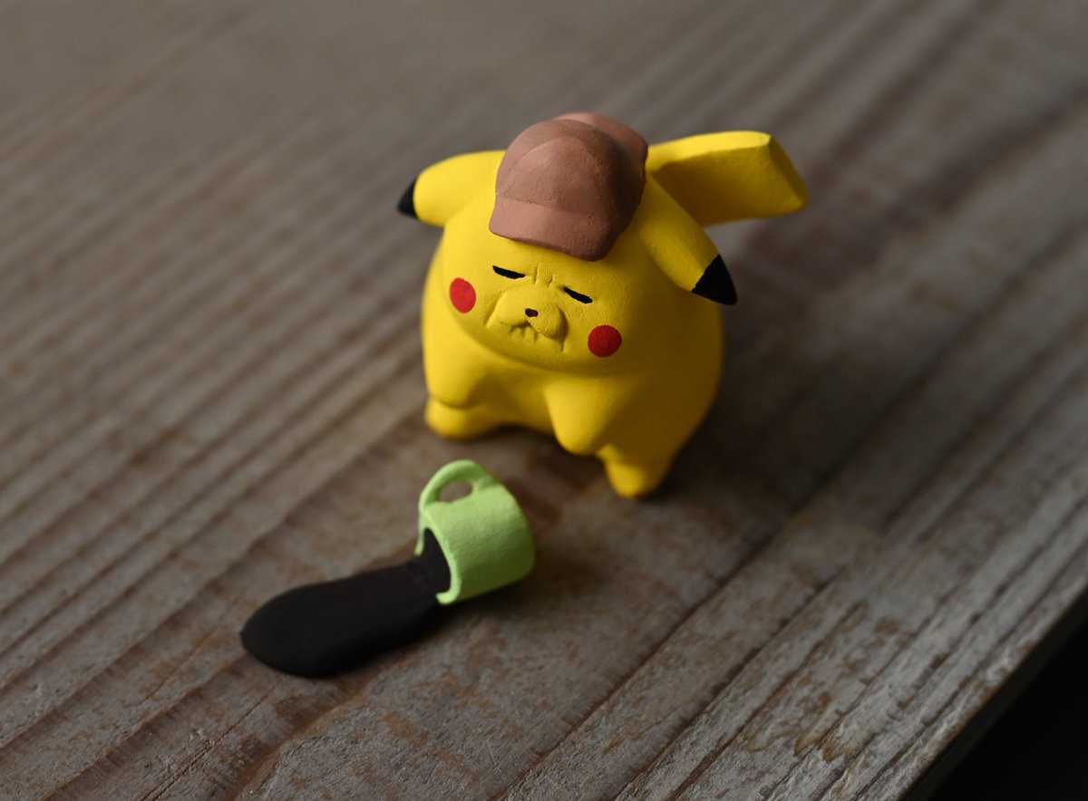 コーヒーが飲みたかったしわしわピカチュウの置物を作りました 