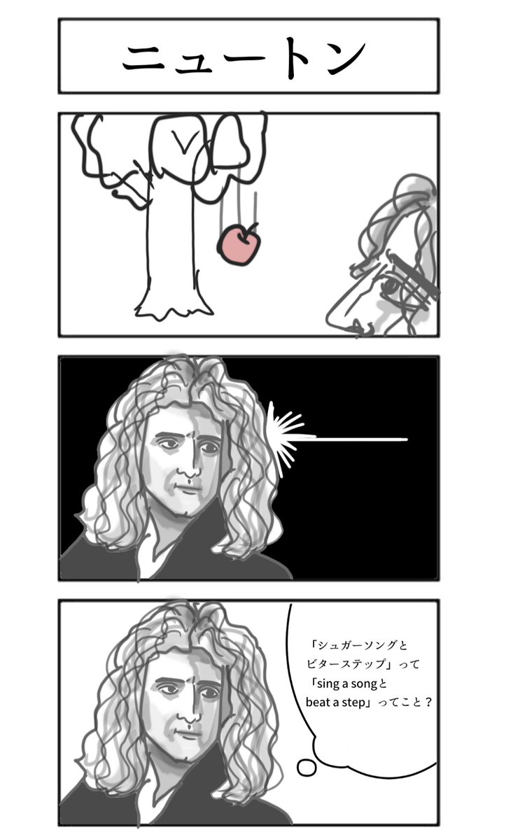 3コマ漫画 「ニュートン」 