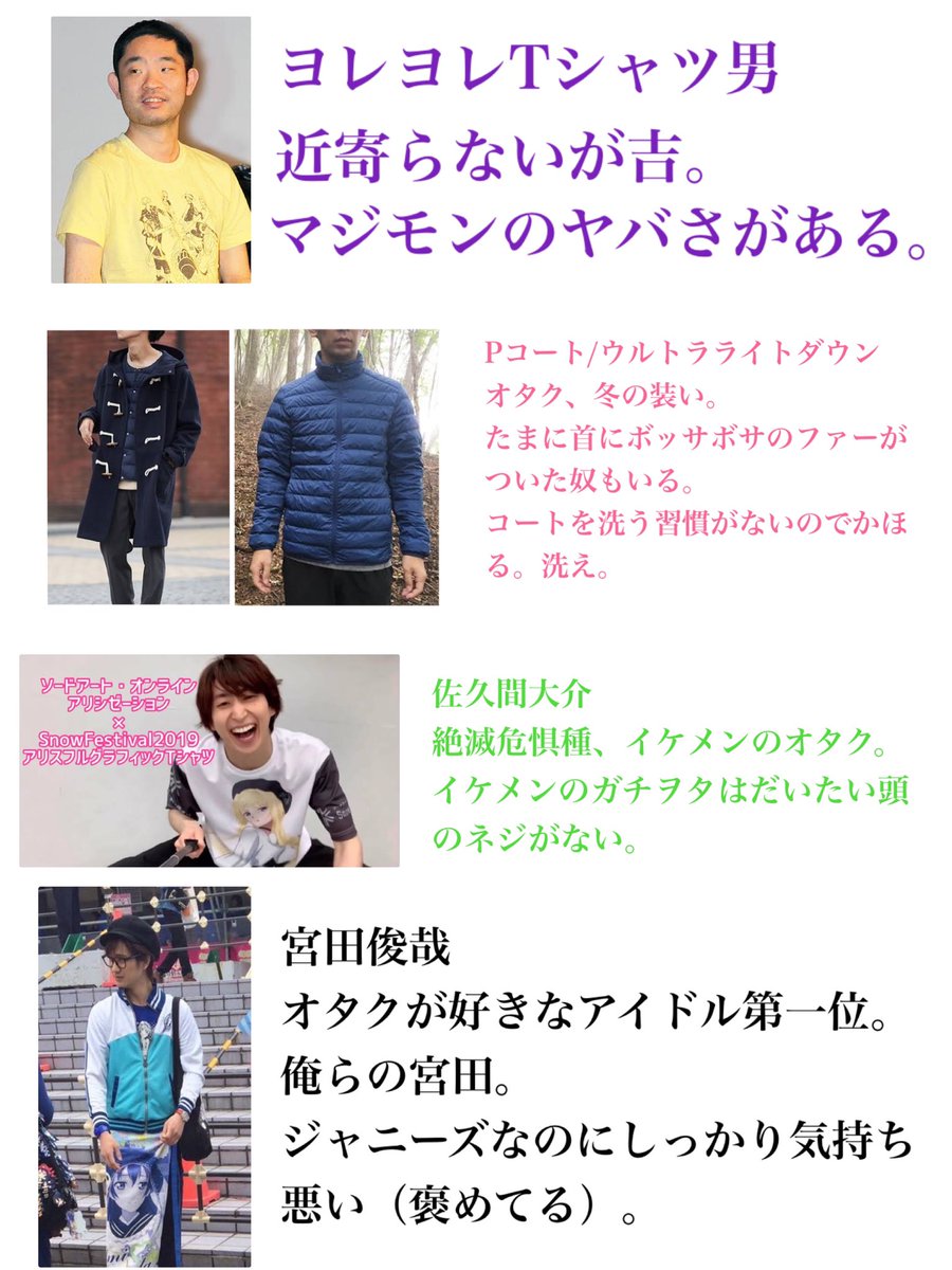 独断と偏見の男オタク一覧です。 