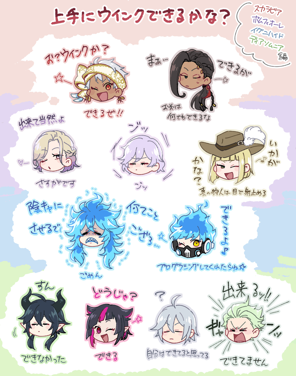 独断と偏見でツイステキャラにウインクできるかどうか判断してみた（異論は認める） #ツイステファンアート 