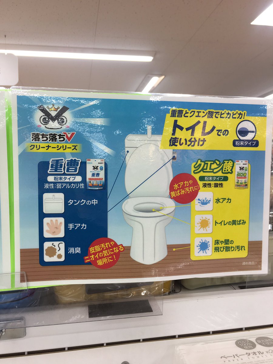 掃除しよかなって思ってダイソー行ったら便利なの見つけた 全部テレビで見たことあるし聞いたことあるけど使い分け迷ってたからこの表便利じゃない