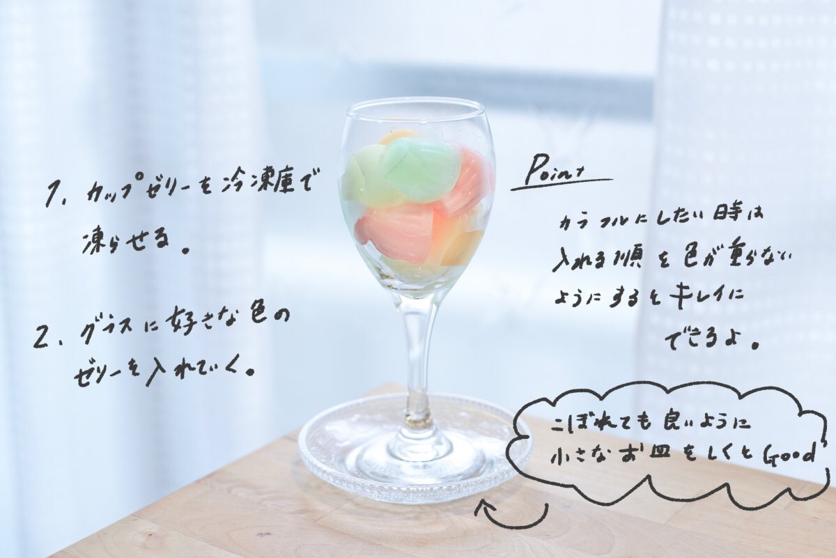 カップゼリーで作る淡色のクリームソーダの作り方とコツをまとめてみました