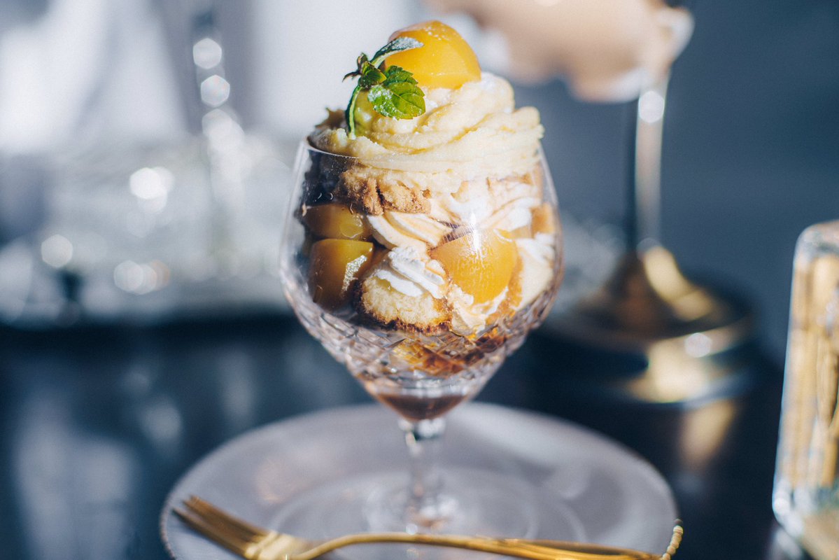 冬のおうち喫茶のモンブランパフェ。 