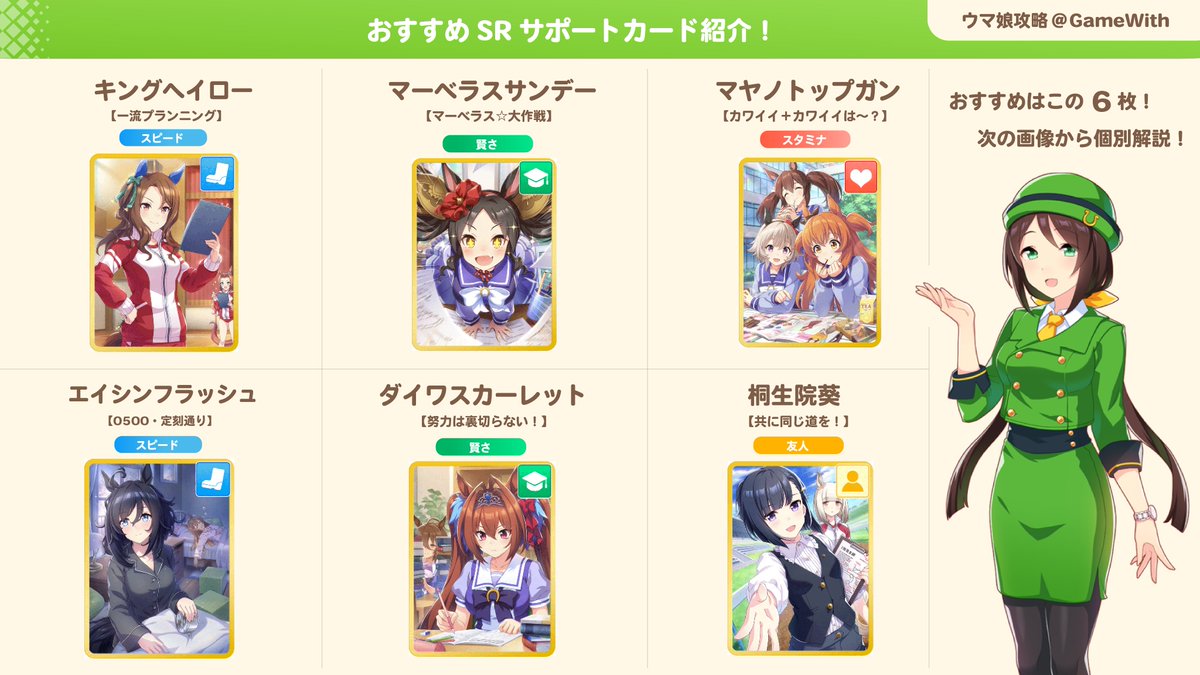 【SRおすすめサポートカード】 凸状況次第では無凸SSR以上の活躍も URA優勝目的なら30Lvでも即戦力 是非一度使ってみて下さい