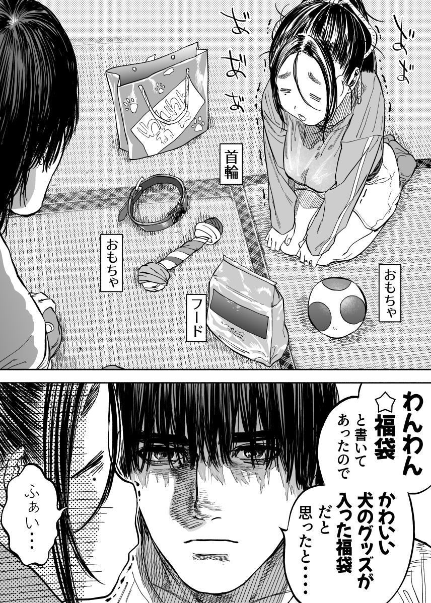 （オリジナル）お題箱から「間違えて犬用の福袋を買ってしまったしずヤマ夫妻」です 