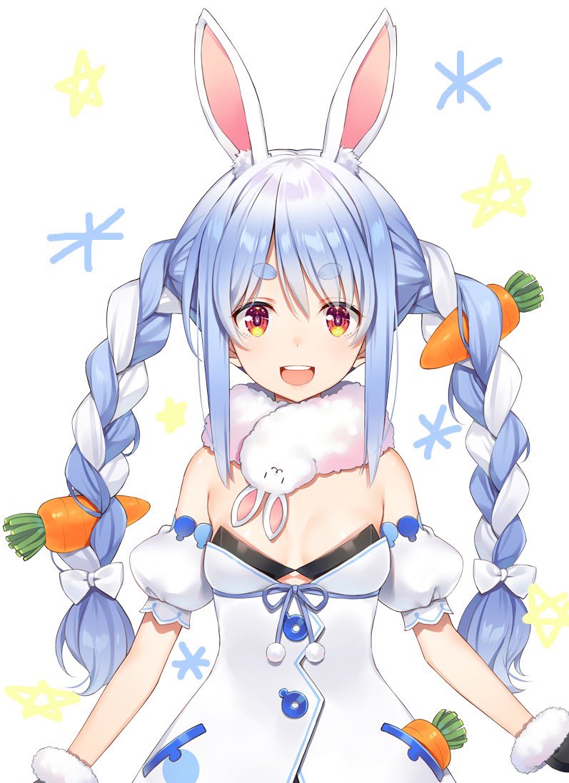 みなさん初めまして🌈 ホロライブ3期生の兎田ぺこらです🐰 にんじん🥕が大好きでいつも持ち歩いてるの