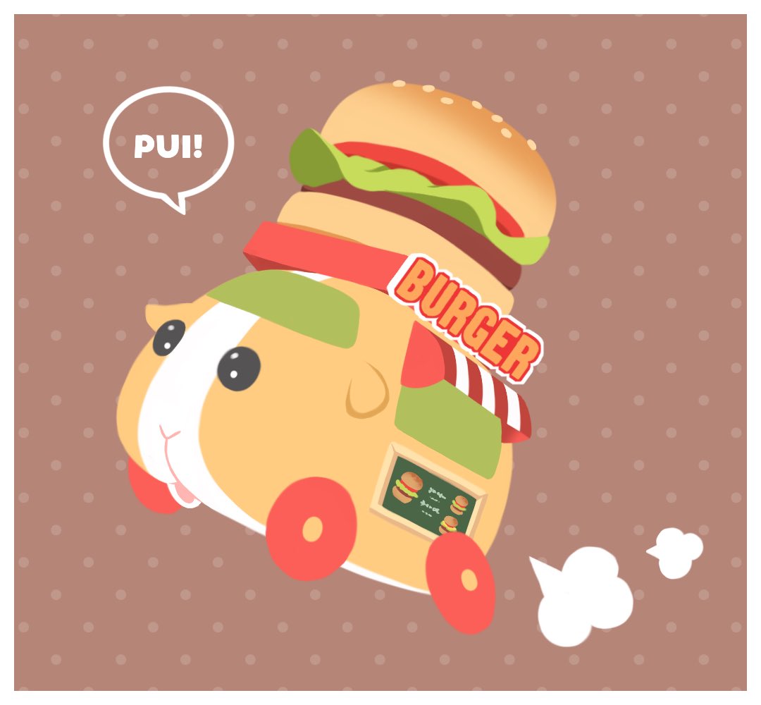 ハンバーガーモルカーが可愛すぎて描いてしまった…スマホ壁紙です