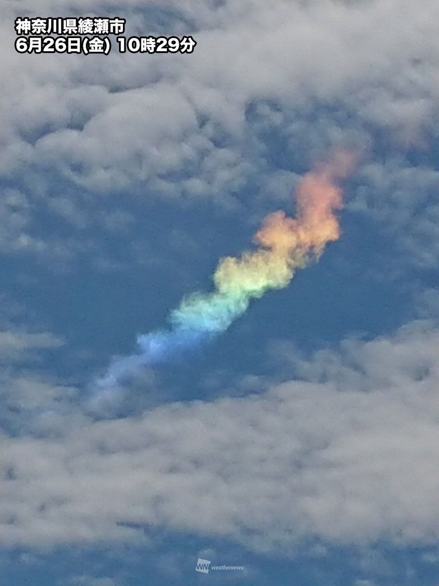 この現象は「環水平アーク」と呼ばれ、氷の粒で出来た薄い雲によって太陽光が屈折することで虹色に見えています