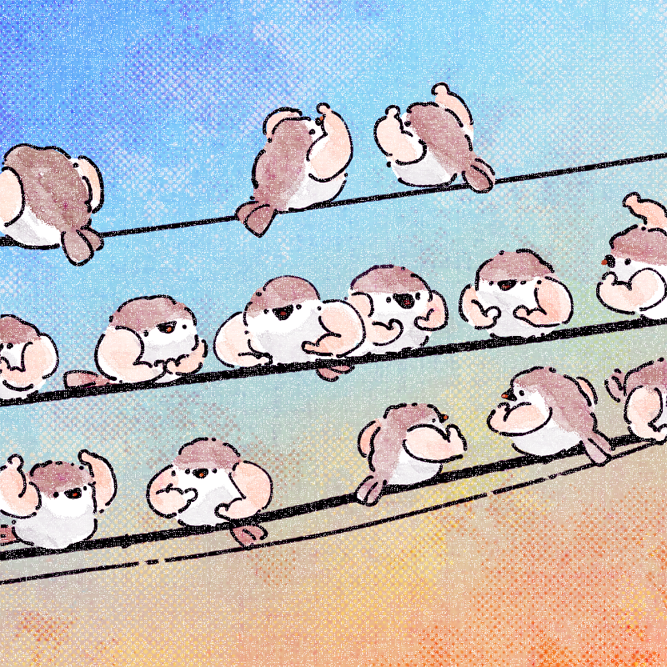 マッスルすずめの群れ 