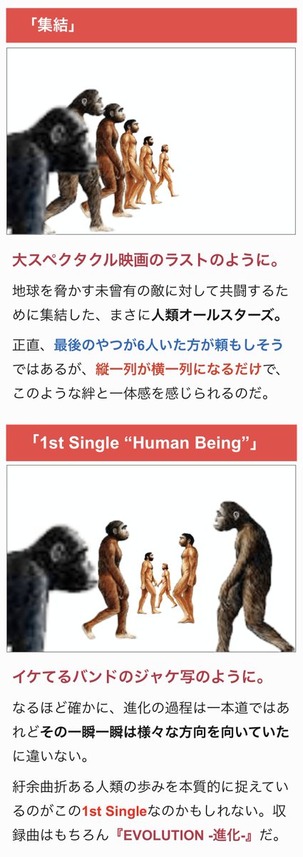「人類の進化の図」は、もっとかっこいい並び方があるのではないかと思い、順番を入れ替え検証してみました